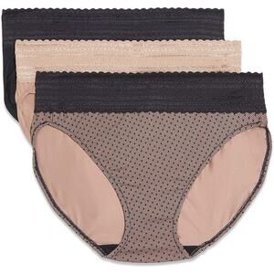 Warners Women's XL/8 3 Pack Dig-Free Comfort Waist Lace Cotton Hipster G12-24